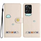 For Xiaomi Redmi Note 12 4G Global Cartoon Cats Leather Phone Case(Beige White) - 1