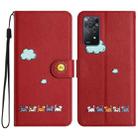 For Xiaomi Redmi Note 11 Pro Global Cartoon Cats Leather Phone Case(Red) - 1