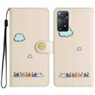 For Xiaomi Redmi Note 11 Pro Global Cartoon Cats Leather Phone Case(Beige White) - 1