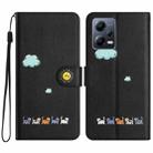 For Xiaomi Redmi Note 12 Pro 5G Global Cartoon Cats Leather Phone Case(Black) - 1