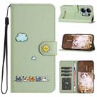 For Xiaomi Redmi Note 13 Pro 4G Cartoon Cats Leather Phone Case(Green) - 1