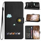 For Xiaomi Redmi Note 13 4G Cartoon Cats Leather Phone Case(Black) - 1