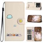 For Xiaomi Redmi Note 13 4G Cartoon Cats Leather Phone Case(Beige White) - 1