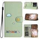 For Xiaomi Redmi Note 13 5G Cartoon Cats Leather Phone Case(Green) - 1