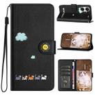 For Xiaomi Redmi Note 13 Pro+ Cartoon Cats Leather Phone Case(Black) - 1