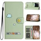 For Xiaomi 13T Cartoon Cats Leather Phone Case(Green) - 1