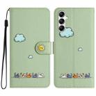 For Samsung Galaxy A13 Cartoon Cats Leather Phone Case(Green) - 1