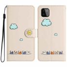 For Samsung Galaxy A22 5G Cartoon Cats Leather Phone Case(Beige White) - 1