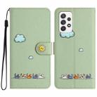 For Samsung Galaxy A23 Cartoon Cats Leather Phone Case(Green) - 1