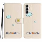 For Samsung Galaxy A34 Cartoon Cats Leather Phone Case(Beige White) - 1
