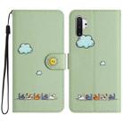 For Samsung Galaxy Note10+ Cartoon Cats Leather Phone Case(Green) - 1