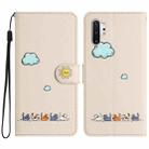For Samsung Galaxy Note10+ Cartoon Cats Leather Phone Case(Beige White) - 1