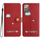 For Samsung Galaxy Note20 Cartoon Cats Leather Phone Case(Red) - 1