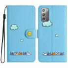 For Samsung Galaxy Note20 Cartoon Cats Leather Phone Case(Blue) - 1