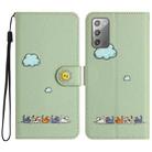 For Samsung Galaxy Note20 Cartoon Cats Leather Phone Case(Green) - 1