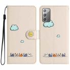 For Samsung Galaxy Note20 Cartoon Cats Leather Phone Case(Beige White) - 1