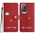 For Samsung Galaxy Note20 Ultra Cartoon Cats Leather Phone Case(Red) - 1