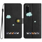 For Samsung Galaxy S20 Cartoon Cats Leather Phone Case(Black) - 1