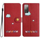 For Samsung Galaxy S20 FE Cartoon Cats Leather Phone Case(Red) - 1