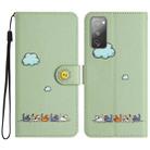 For Samsung Galaxy S20 FE Cartoon Cats Leather Phone Case(Green) - 1
