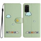 For Samsung Galaxy S20+ Cartoon Cats Leather Phone Case(Green) - 1