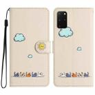 For Samsung Galaxy S20+ Cartoon Cats Leather Phone Case(Beige White) - 1