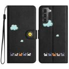 For Samsung Galaxy S21+ 5G Cartoon Cats Leather Phone Case(Black) - 1