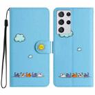 For Samsung Galaxy S21 Ultra 5G Cartoon Cats Leather Phone Case(Blue) - 1