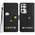 For Samsung Galaxy S21 Ultra 5G Cartoon Cats Leather Phone Case(Black) - 1