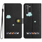 For Samsung Galaxy S22 5G Cartoon Cats Leather Phone Case(Black) - 1
