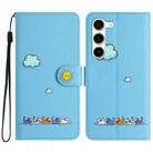 For Samsung Galaxy S23 5G Cartoon Cats Leather Phone Case(Blue) - 1