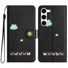 For Samsung Galaxy S23 5G Cartoon Cats Leather Phone Case(Black) - 1