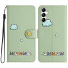 For Samsung Galaxy S23 FE 5G Cartoon Cats Leather Phone Case(Green) - 1