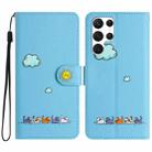 For Samsung Galaxy S23 Ultra 5G Cartoon Cats Leather Phone Case(Blue) - 1