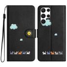 For Samsung Galaxy S23 Ultra 5G Cartoon Cats Leather Phone Case(Black) - 1