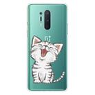 For OnePlus 8 Pro Shockproof Painted Transparent TPU Protective Case(Laughing Cat) - 1