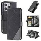 For iPhone 15 Pro Max Skin Feel Splicing Leather Phone Case(Black) - 1
