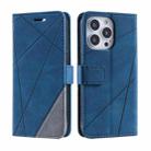 For iPhone 16 Pro Max Skin Feel Splicing Leather Phone Case(Blue) - 1