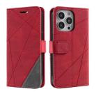 For iPhone 16 Pro Max Skin Feel Splicing Leather Phone Case(Red) - 1