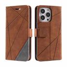 For iPhone 16 Pro Max Skin Feel Splicing Leather Phone Case(Brown) - 1