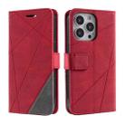 For iPhone 16 Pro Skin Feel Splicing Leather Phone Case(Red) - 1