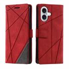 For iPhone 16 Plus Skin Feel Splicing Leather Phone Case(Red) - 1