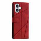 For iPhone 16 Plus Skin Feel Splicing Leather Phone Case(Red) - 3