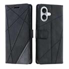 For iPhone 16 Plus Skin Feel Splicing Leather Phone Case(Black) - 1