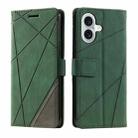 For iPhone 16 Plus Skin Feel Splicing Leather Phone Case(Green) - 1