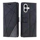 For iPhone 16 Skin Feel Splicing Leather Phone Case(Black) - 1