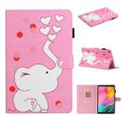 For Samsung Galaxy Tab A 10.1 (2019) T515 / T510 Colored Drawing Pattern Horizontal Flip PU Leather Case with Holder & Card Slot(Loving Elephant) - 1