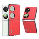 For Huawei P60 Pocket ABEEL Wood Texture PU Phone Case(Red) - 1
