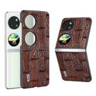 For Huawei P60 Pocket ABEEL Genuine Leather Mahjong Pattern Black Edge Phone Case(Brown) - 1