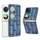 For Huawei P60 Pocket ABEEL Genuine Leather Mahjong Pattern Black Edge Phone Case(Blue) - 1